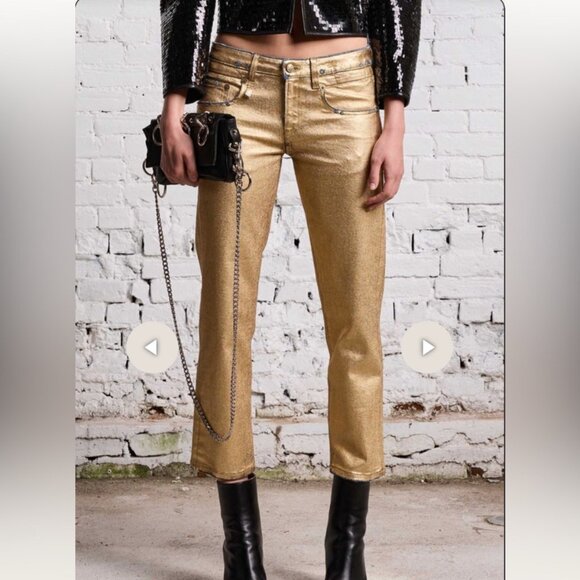 R13 Boy Straight Jeans Size 25 – Stretch Gold Indigo, Mid-Rise Cropped Straight - Picture 1 of 13